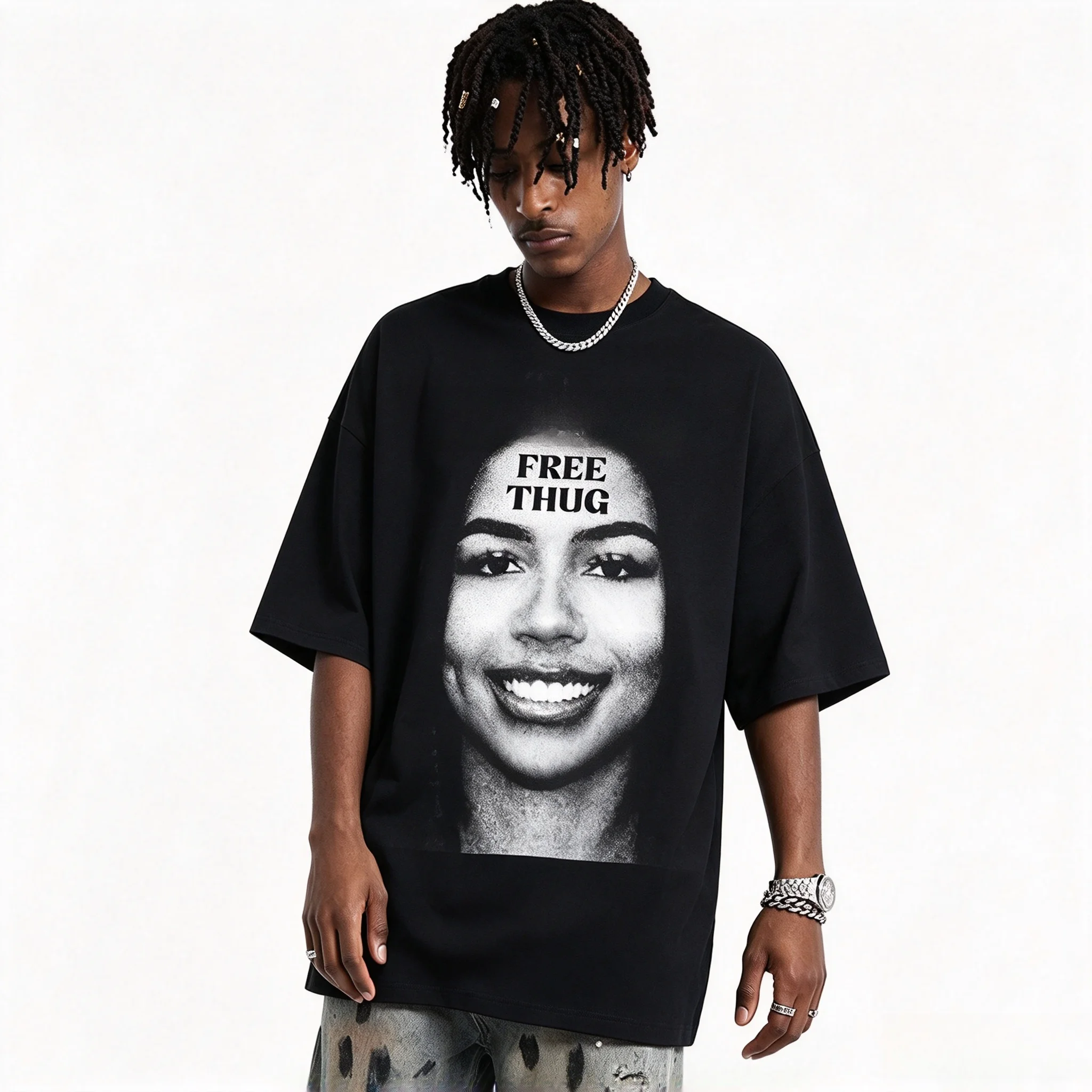 Y2k Top Mariah The Scientist Free Thug Rapper Star Fashion Cotton Tee Shirt Short Sleeve T Shirts Round Collar Clothes Unisex