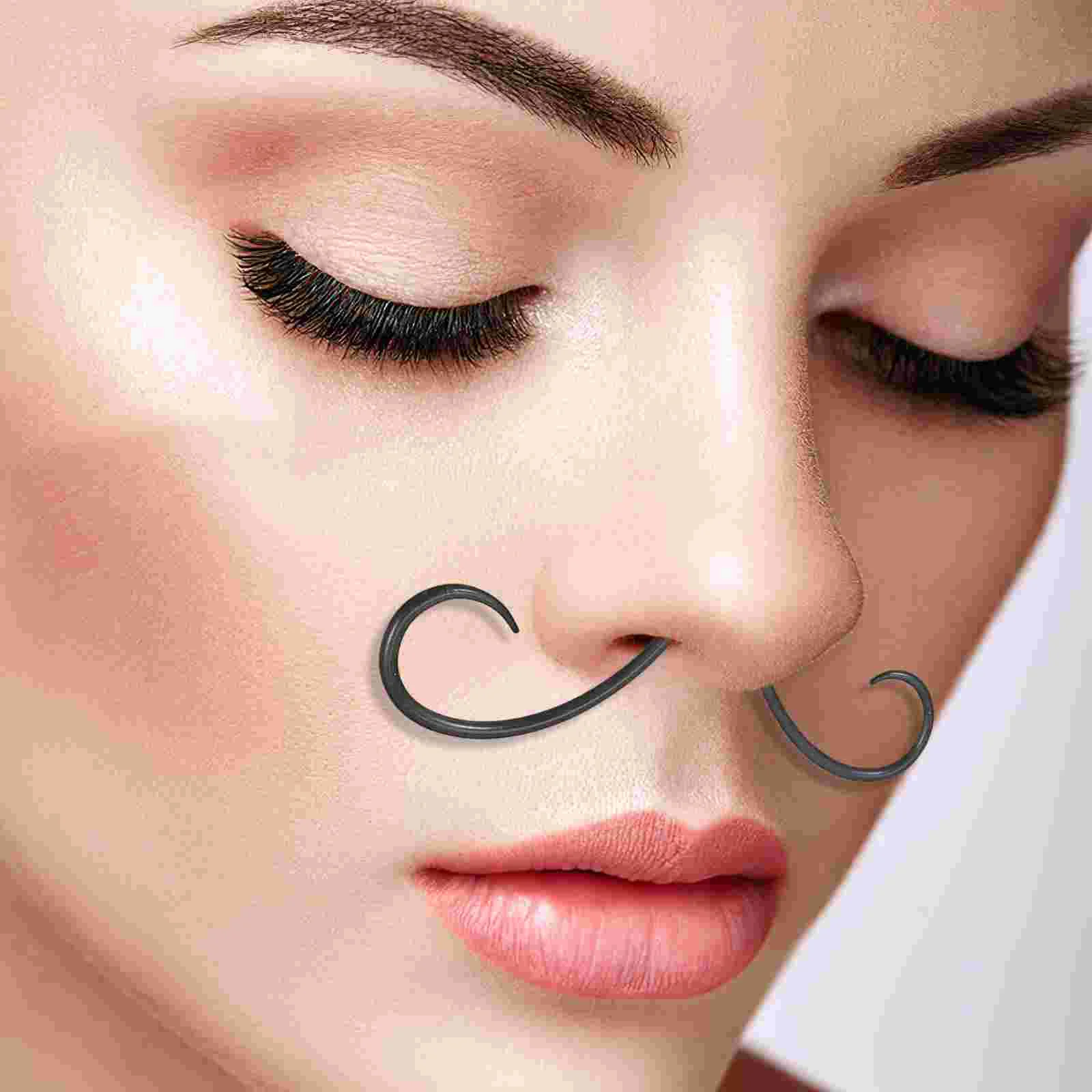 Mustache Septum Ring Body Piercing Jewelry Nose Rings Steel Comfortable Wear Simple Installation Black 16X62Mm Piercing