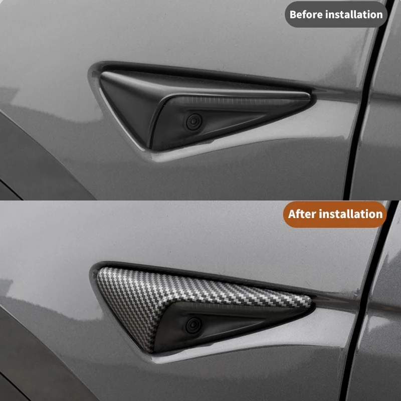 The Mudguard Camera Protective Cover Is Suitable For Tesla's Updated Model Y Model 3 Side Label Accessories And Decoration - 2PC
