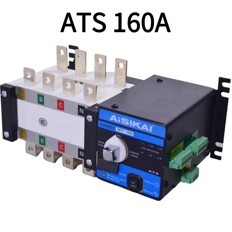 Aisikai 4P 160A ATS Dual Power Automatic Transfer Switch Diesel Generator Parts Control Board Circuit Breaker Single Three Phase