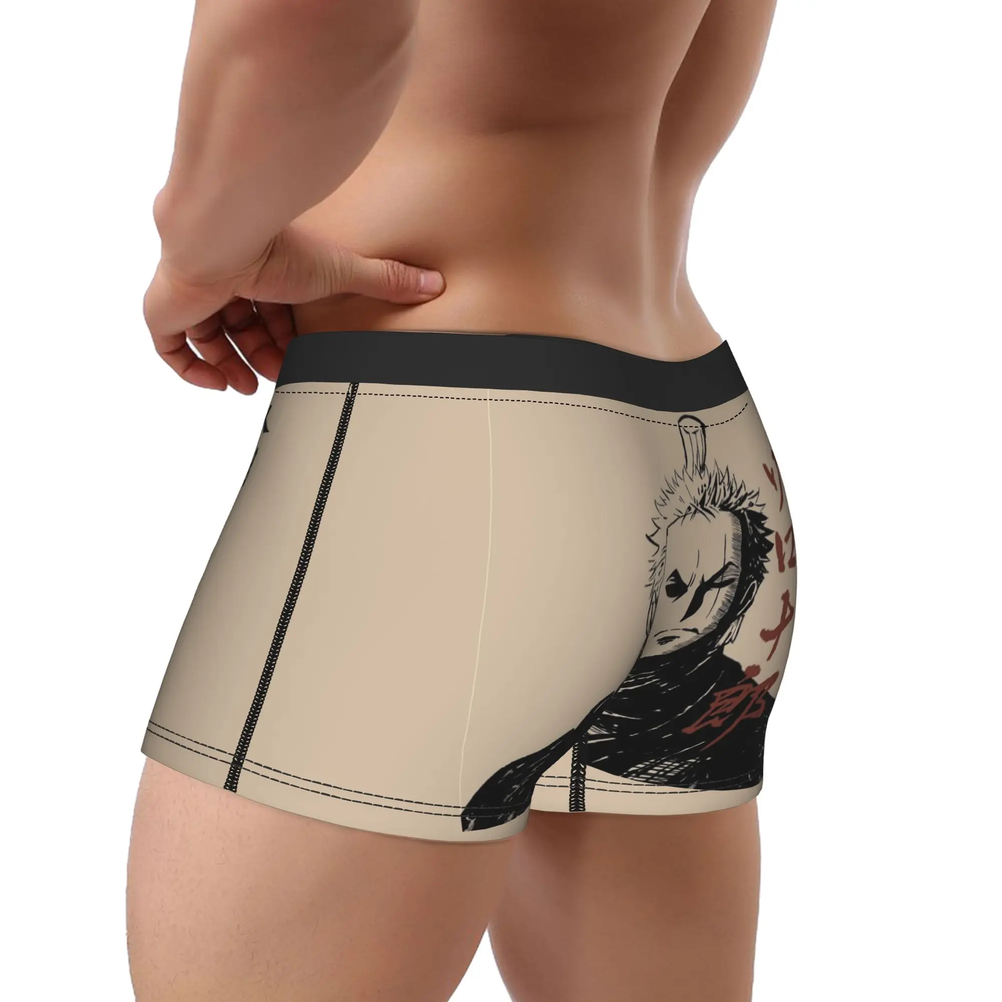 Novelty Boxer Shorts Panties Briefs Men's Anime Underwear One Piece Pieces Japan Manga Mid Waist Underpants for Male Plus Size