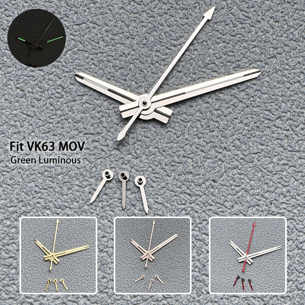 DTN Panda Watch Hands Watch Needles With Green Luminous Suitable For VK63 Movement Watches Accessories