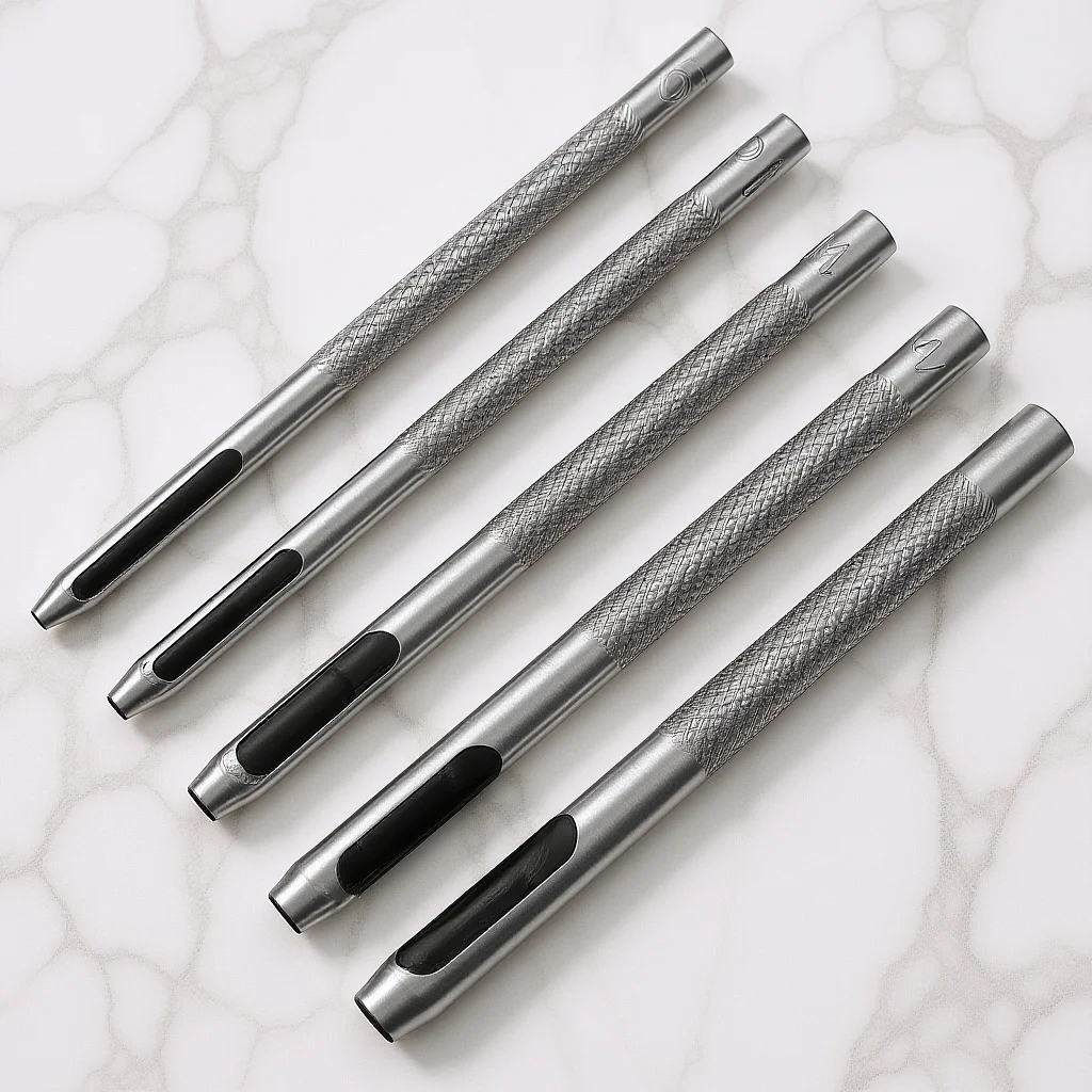 

5Pcs Punching Tool Set Heavy Duty Hole Punch for Craft with Solid Steel Tips Multi Diameter Hollow Punch for DIY