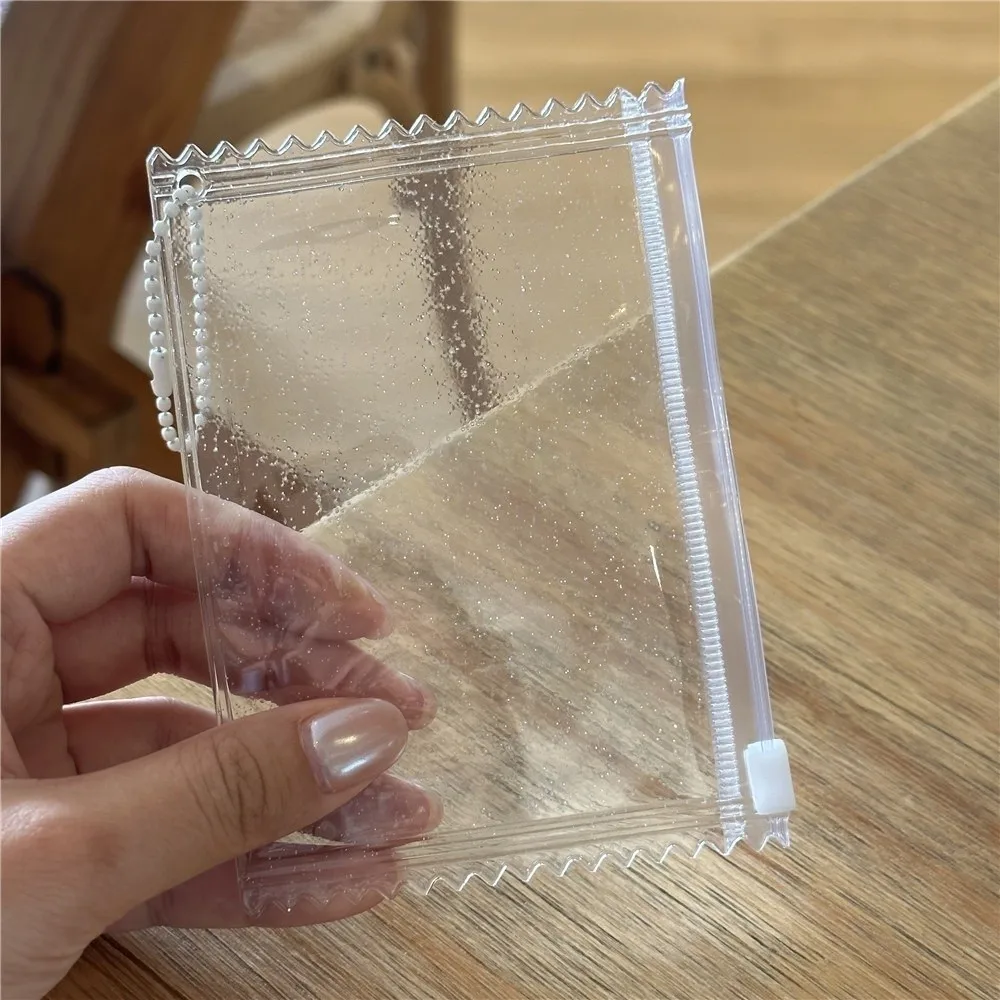 5PCS Clear Shining Card Sleeve Protector 3inch PVC with Hanging Chain Zipper Bag Case Candy Zipper Photo Card Holder