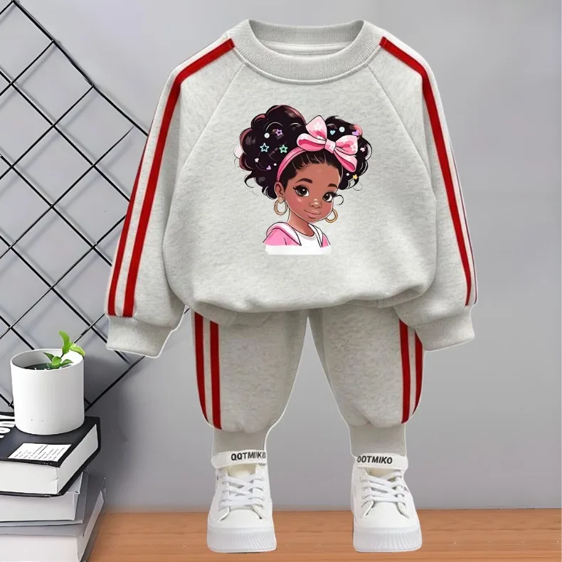 2026 Herbst Neuer Stil Kinder-Trainingsanzug Bedruckte Kinder-O-Neck-Hoodies und Lange Hose Zweiteiliges Set Mädchen Casual Sweatshirt-Sets – Detail 8