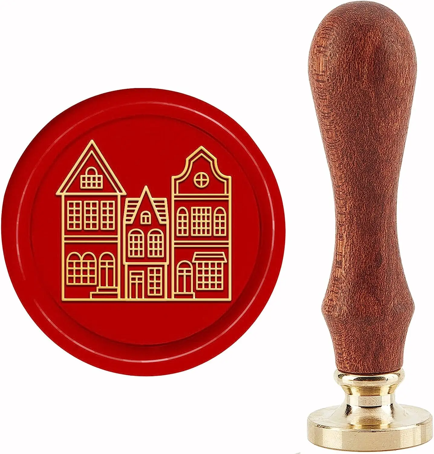 1PC House Wax Seal Stamps Home Removable Brass Sealing Stamp Heads Replacement 30mm with Vintage Wooden Handle