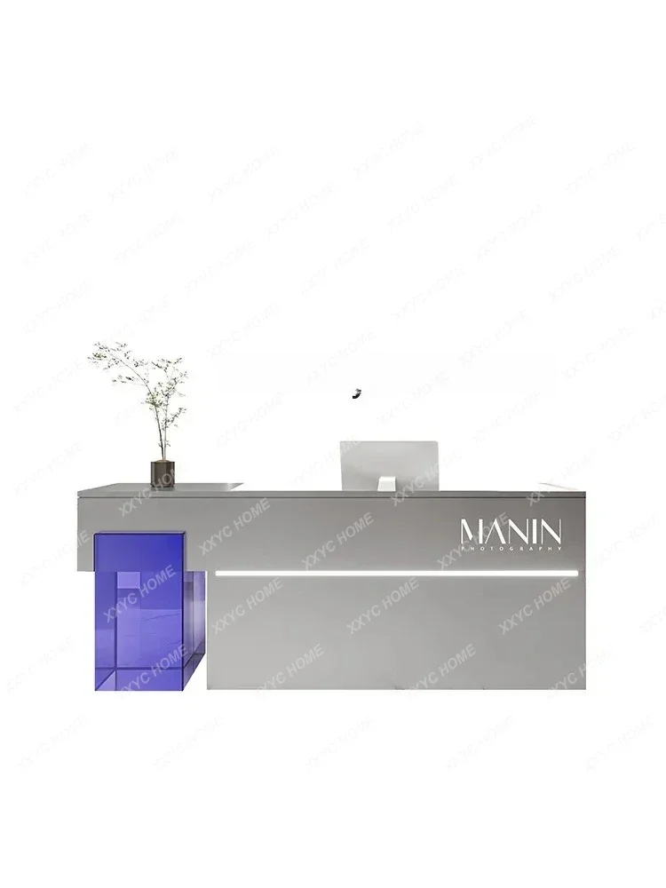 ZH  High-end simple modern clothing store checkout page barber shop dance studio gym stainless steel bar table reception