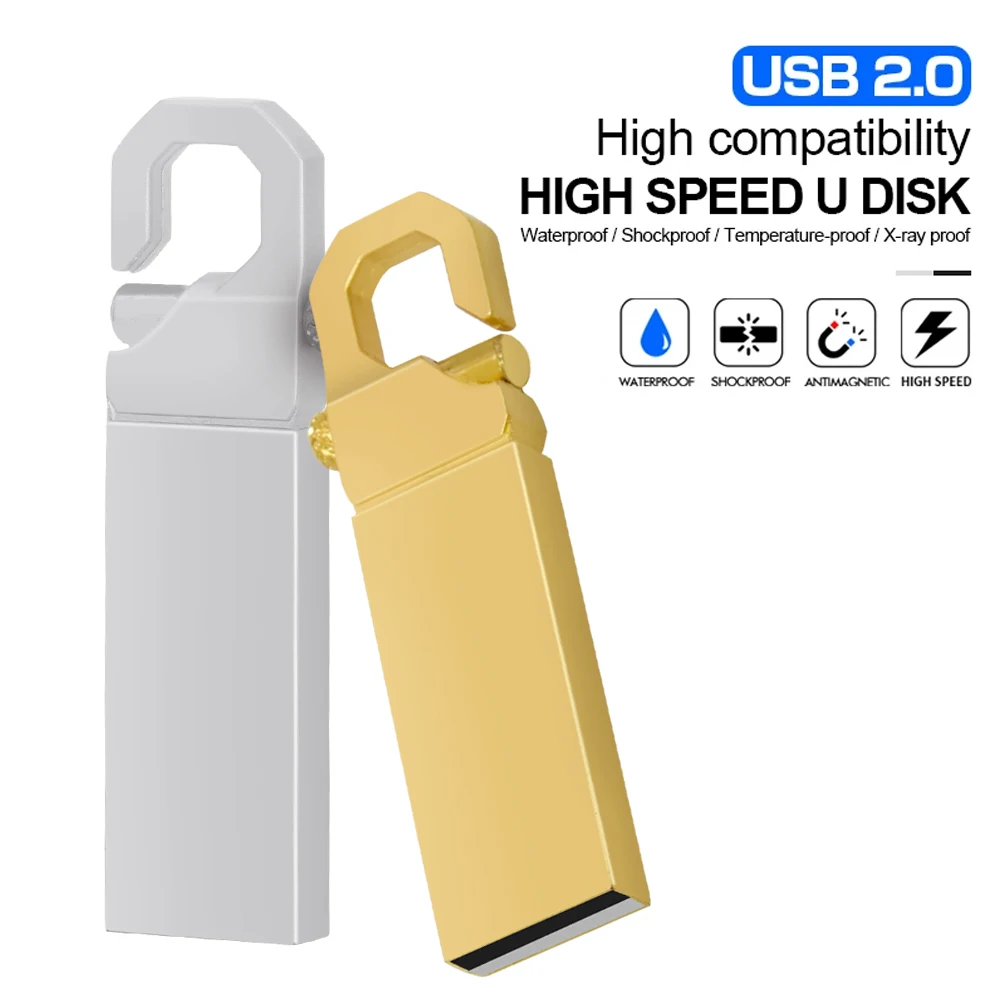 50pcs/lot Keychain USB Flash Drive 64GB Metal Pen Drive 32GB 16GB 8GB 4GB Pendrive USB Memory Stick Waterproof Flash Drive Logo