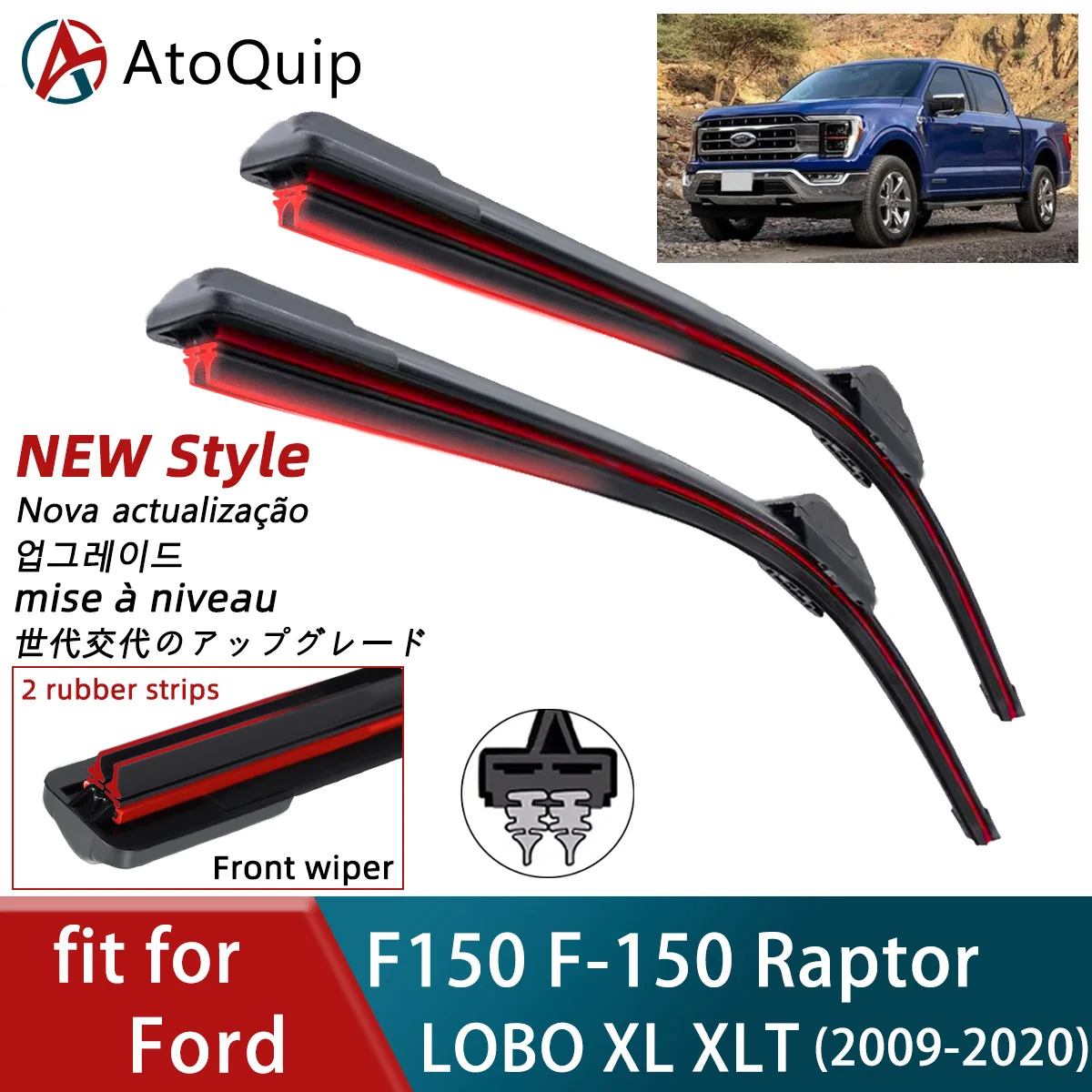 Double Rubber Car Wipers for Ford F150 F-150 Raptor LOBO XL XLTFront Wiper Blades Brushes Cutter Accessorie Windscreen Parts