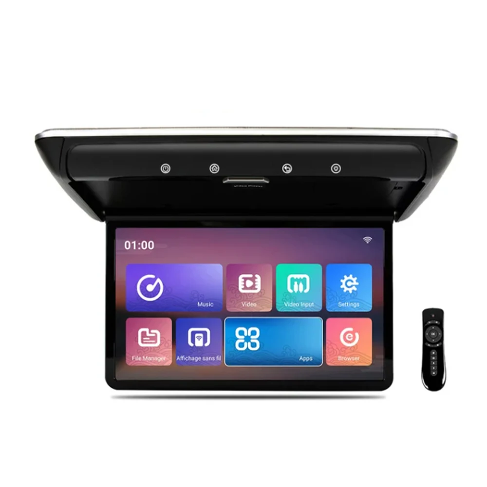Car Roof IPS 15.6 Inch Flip Down Screen Overhead Multimedia Video Ceiling Roof Mount Display Car Android