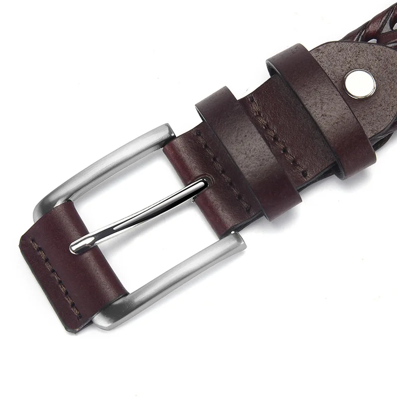 Men Fashion Retro Breathable Belt Hand woven Luxury Goods New Design Buckle Wine Red Generation Pants Live Explosions 110 120CM