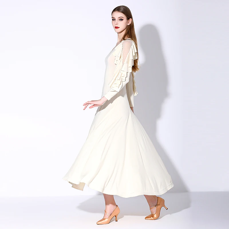 Vestido elegante de seda de hielo de lujo para mujer, vestido elegante de gasa morado claro para danza moderna, vals, Foxtrot, Tango, práctica de baile de salón