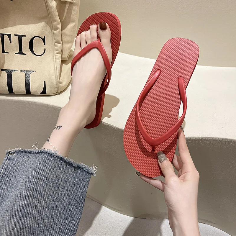 Couple Beach Sandals Summer Flip Flops for Women Cute Candy Color Indoor Flat Shoes Men Beach Slippers Non-slip Soft Sole