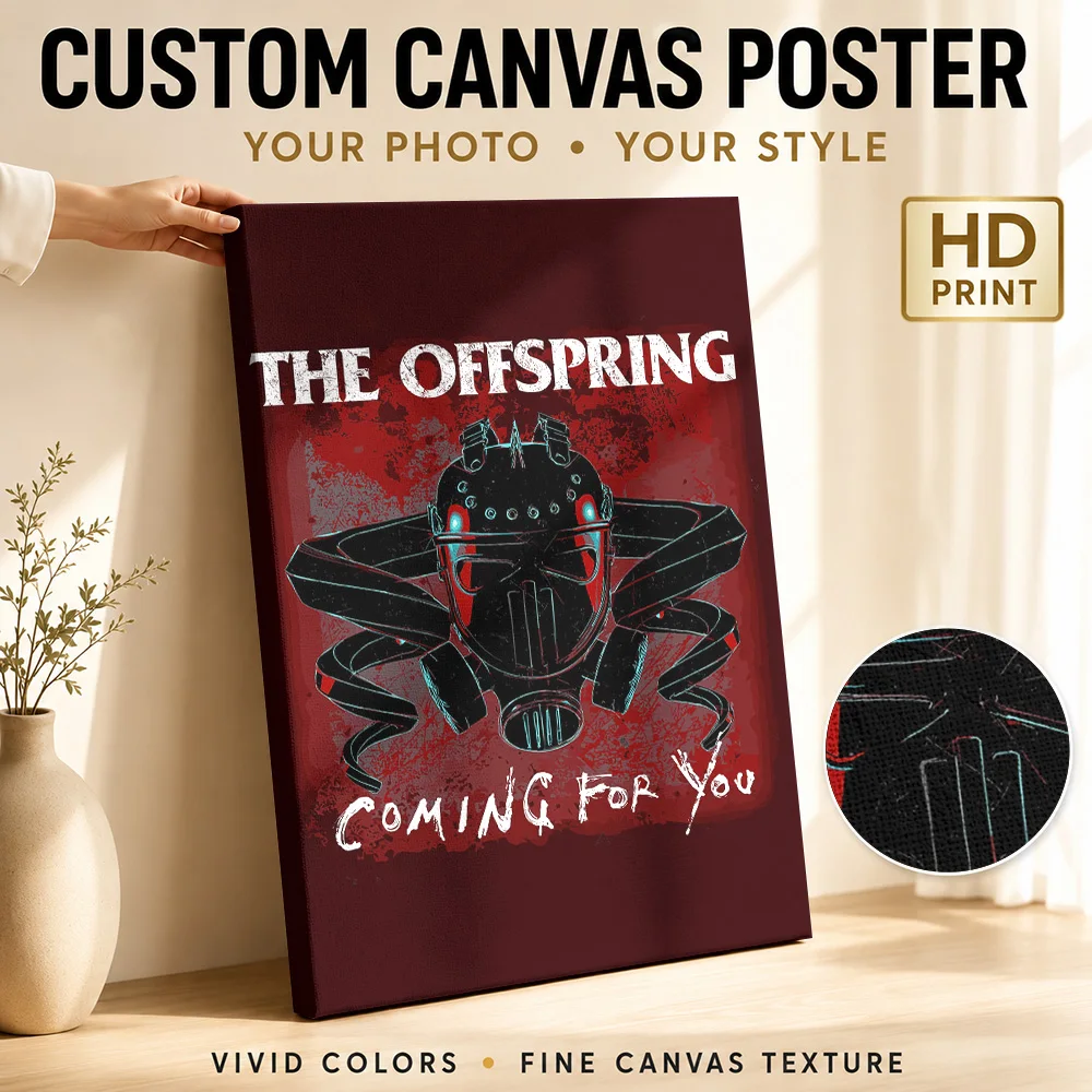 Offspring Coming For You Skull Canvas Print Personalized Photo Illustrated Wall Art In Listening Lounge, Record Collector Gift