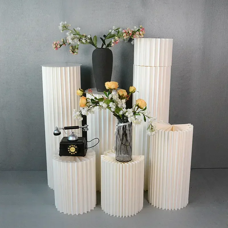 Folding Cardboard Columns Pedestal Stand Cylinder Tables  Parties Baby Shower Wedding Birthday Display  Dessert Cake Decoration