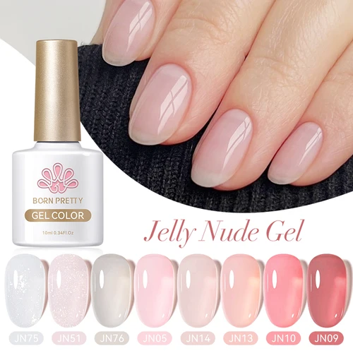 Imagen 2 del producto BORN PRETTY-esmalte de uñas de Gel de gelatina, 10ml, rosa, desnudo, transparente, Color de piel, UV LED, Jade, barniz semipermanente para decoración de uñas