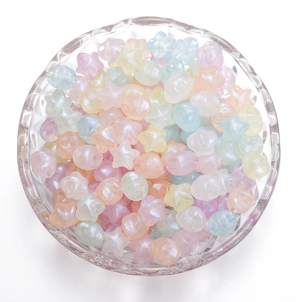 30Pcs Hot Selling Acrylic Colored Pearl Pentagram Scattered Bead Children's Bead DIY Jewelry Versatile Bead Material Wholesale