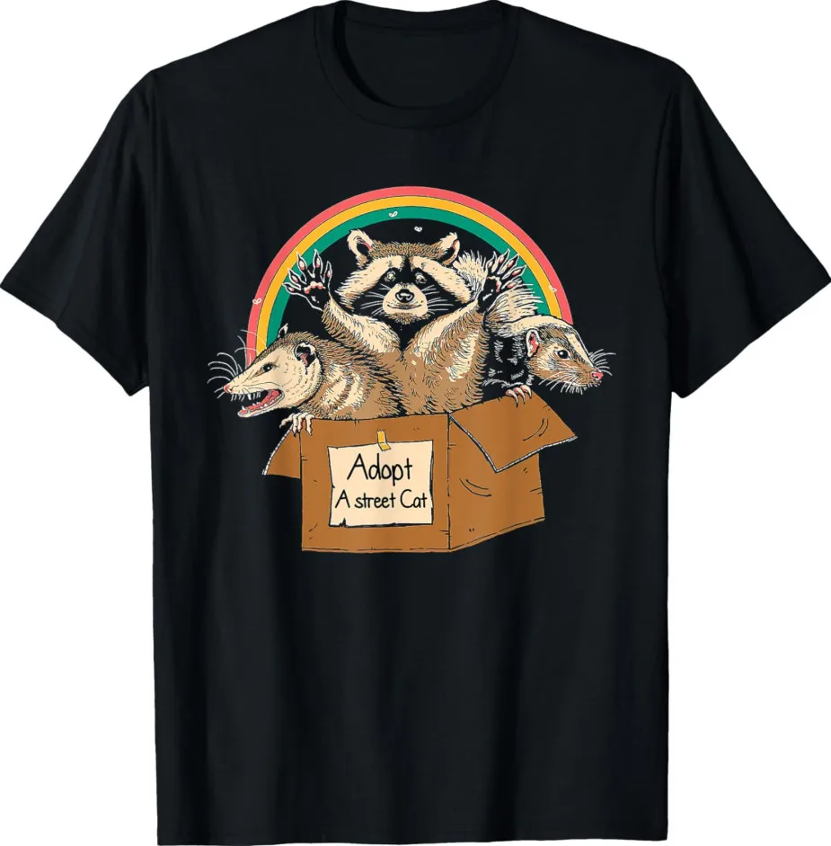 

Adopt A Street Cat Opossum Tee, Vintage Funny Possum Shirt, Unisex Humor Top