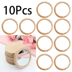 10Pcs Makeup Mirror Mini Pocket Travel Small Cosmetics Hand Wood Wooden Compact Mirrors