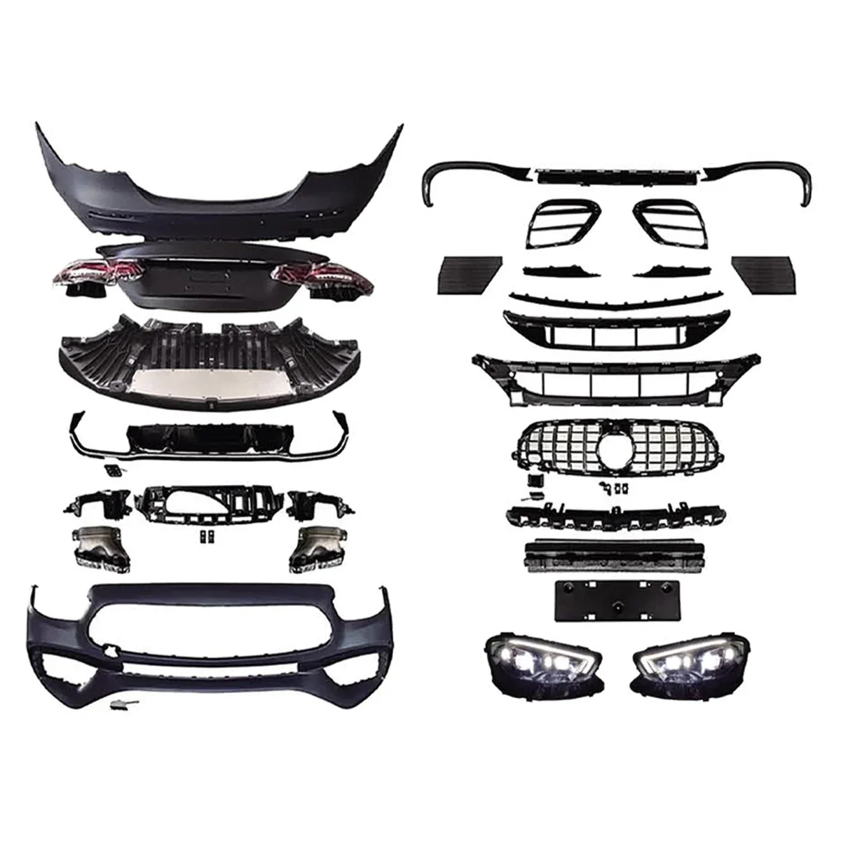 Body Kit For Benz E-Class 2016-2020 W213 Upgrade To 2021 AMG 63S Front And Rear Bumpers For Auto Lights