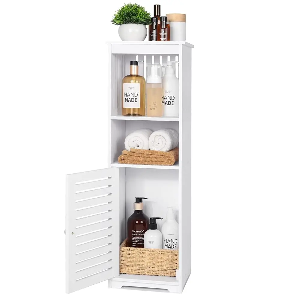 

Small Bathroom Storage Cabinet, White Floor Standing Storage Cabinet Home Storage Furniture Shelf,Suitable For Toilet Bedroom