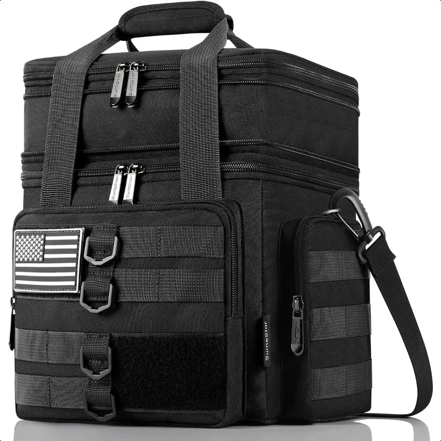 

Tactical Lunch Box for Men Large Insulated Lunch Bag Adult Heavy Duty Double Deck Expandable Lunch Cooler Bag Leakproof Waterpr