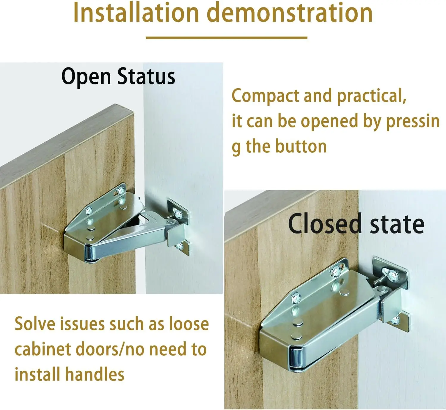 Loft Touch Catch Latch Cupboard Door Hatch Attic Push To Open AutoLatch Cold-rolled Steel Door Spring Catch For Inset Rebated
