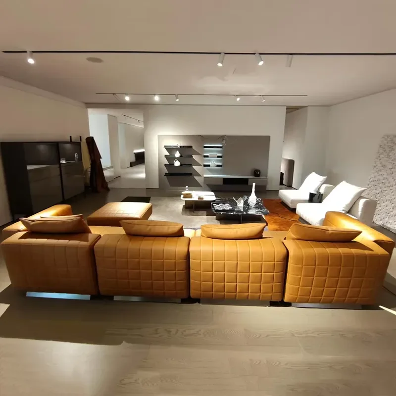 Italian Villa Sofa French Design MIcrofiber Fabric Lounge Suite 6 Seater Modular Sofa Set Furniture