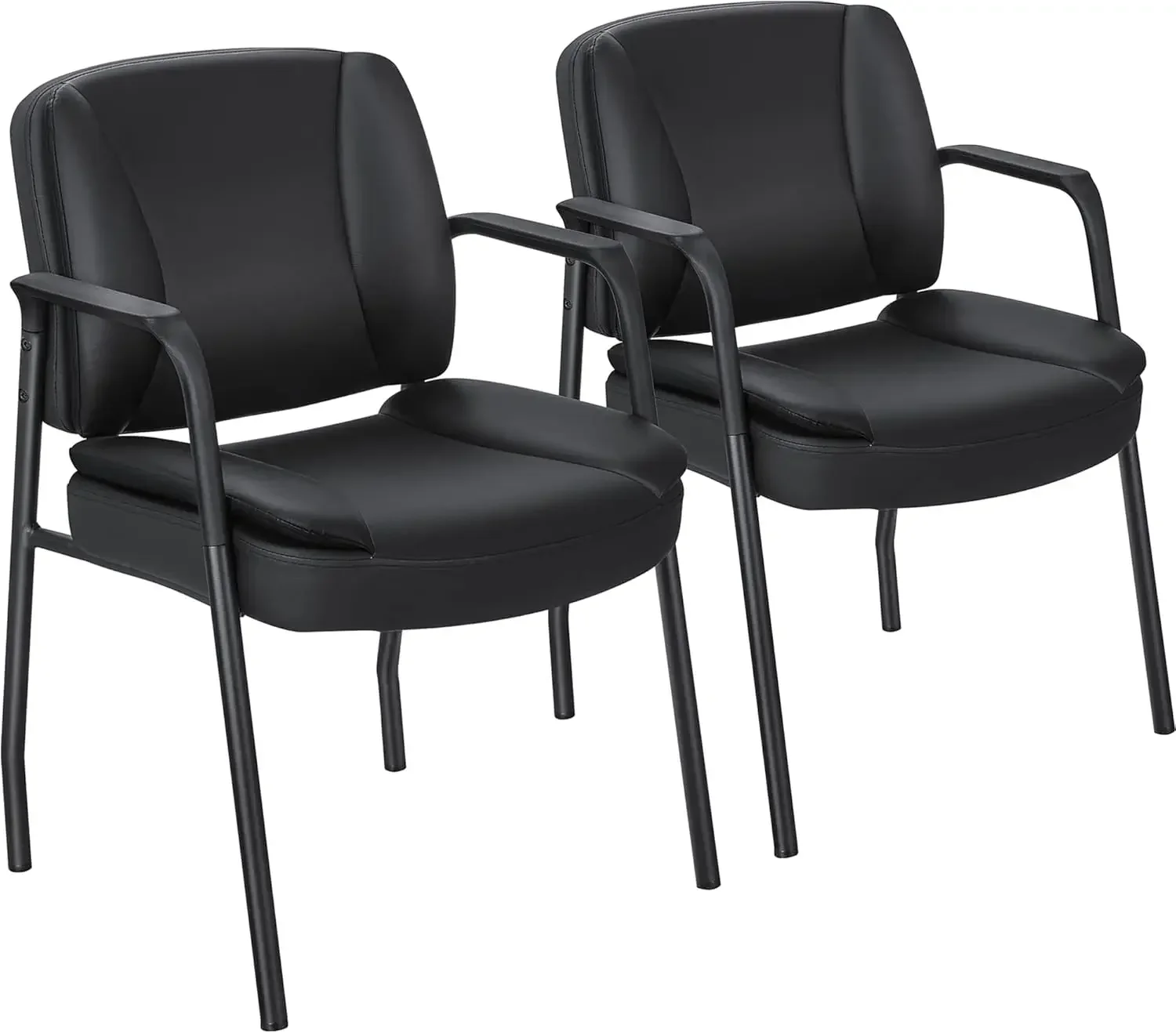 

Office Guest Chair Waiting Room Reception Chairs Set of 2, PU Leather Executive Desk Chair with Padded Armrests for Meeting Conf