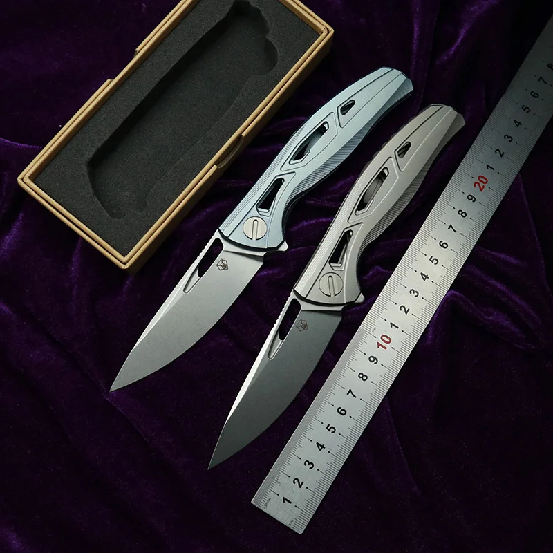 

LEMIFSHE CDX F7 Ceramic Bearing Titanium Handle Mark M390 Logo Tactical Camping Hunting EDC Tool Folding Blade Knife