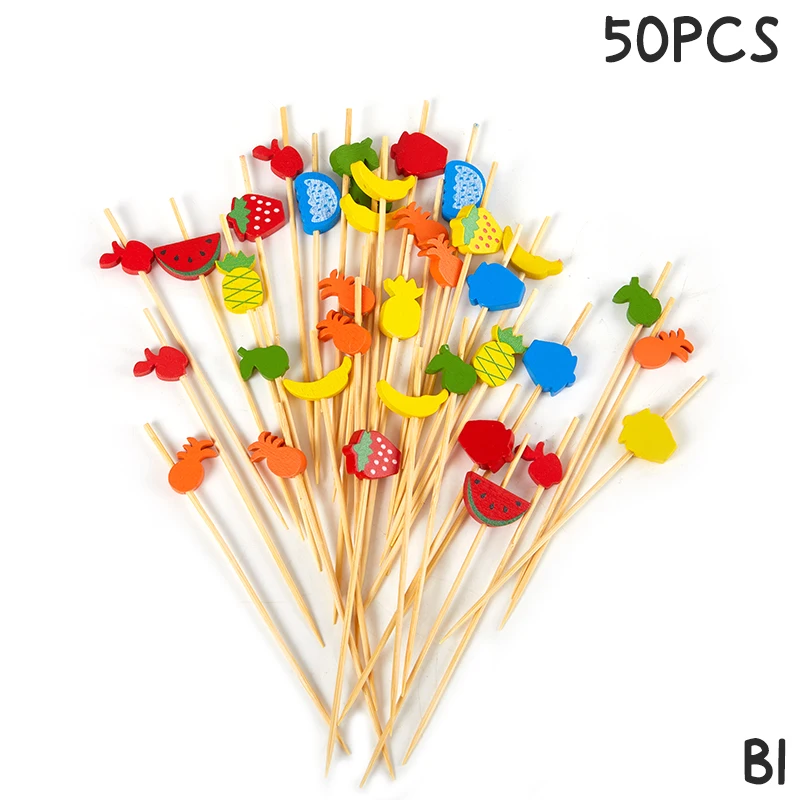 50/100Pc/Lot Star Disposable Bamboo Skewers Food Cocktail Picks Buffet Fruit Cupcake Fork Sticks Party Table Decoration Supplies