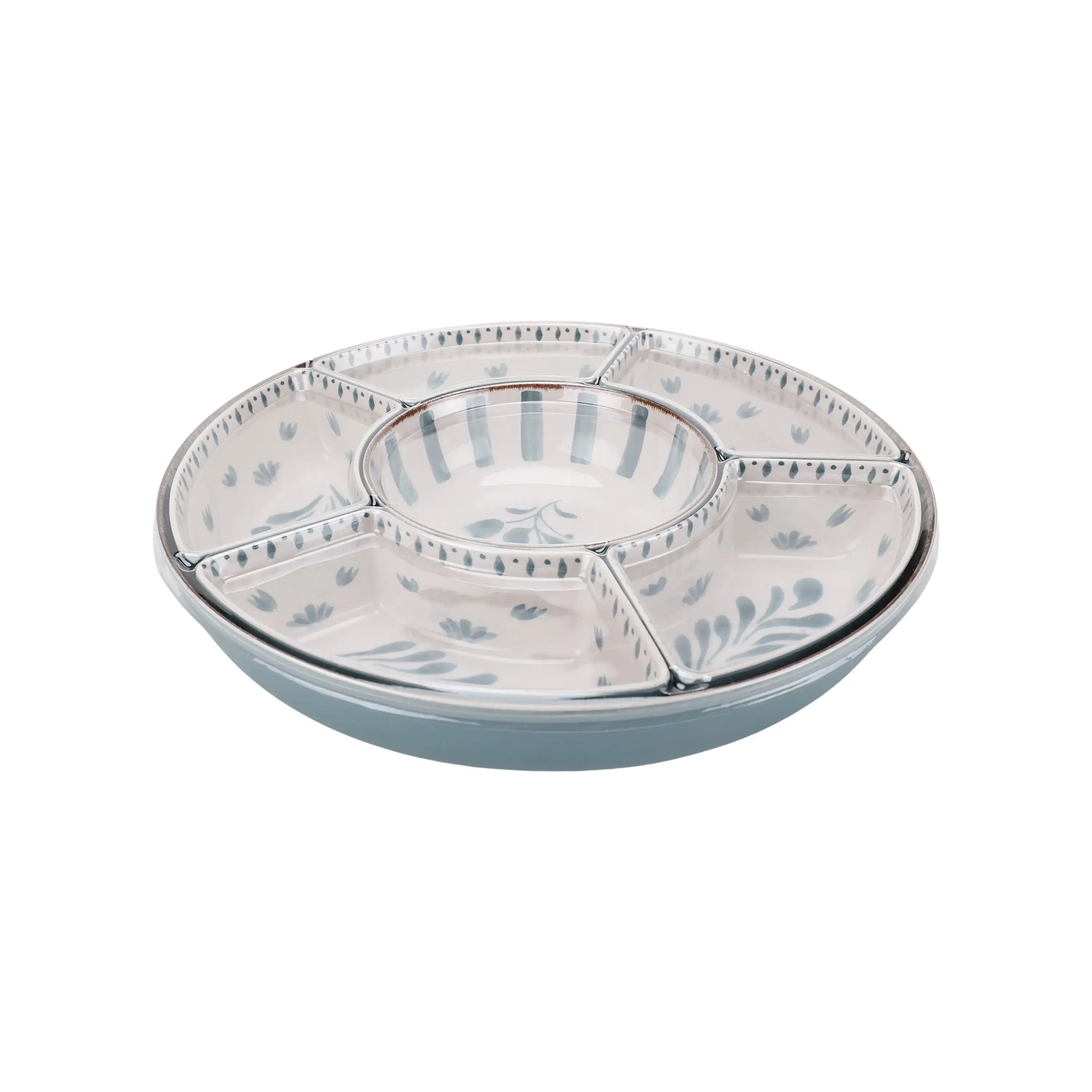 Better Homes & Gardens 대나무 멜라민 칩 및 딥 트레이, 블루