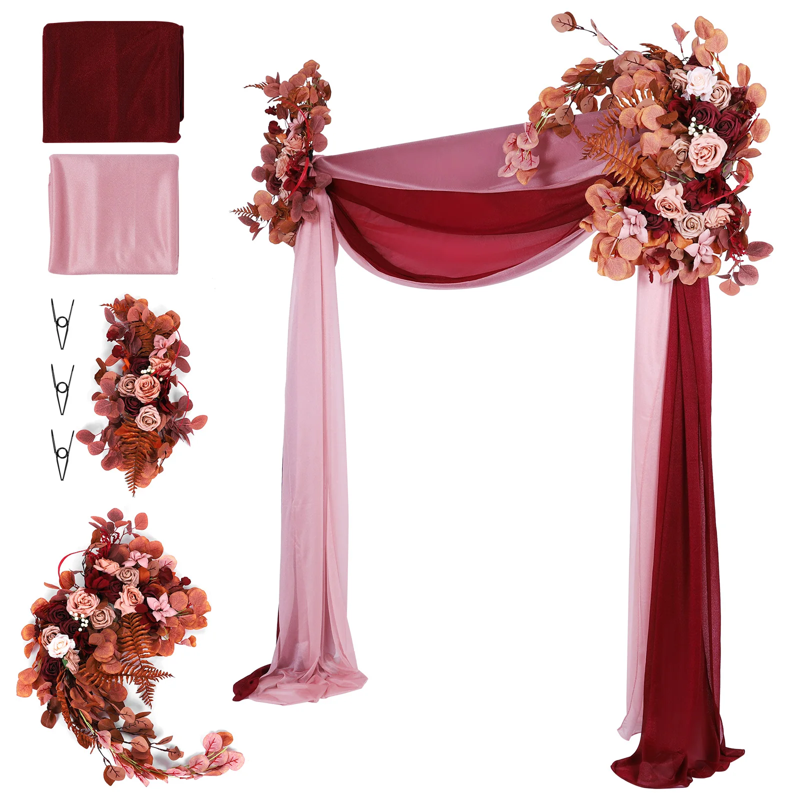 

Искусственная арка с цветами, прозрачные шторы, свадебная арка, комплект искусственных цветов для церемонии, прием, сценический декор