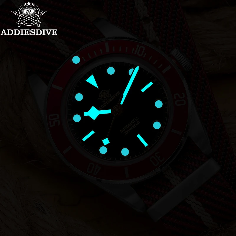 ADDIESDIVE 39mm Mens Watch NH35 Bubble Mirror Glass Watches Automatic Mechanical Sapphire Super Luminous Waterproof WristWatches