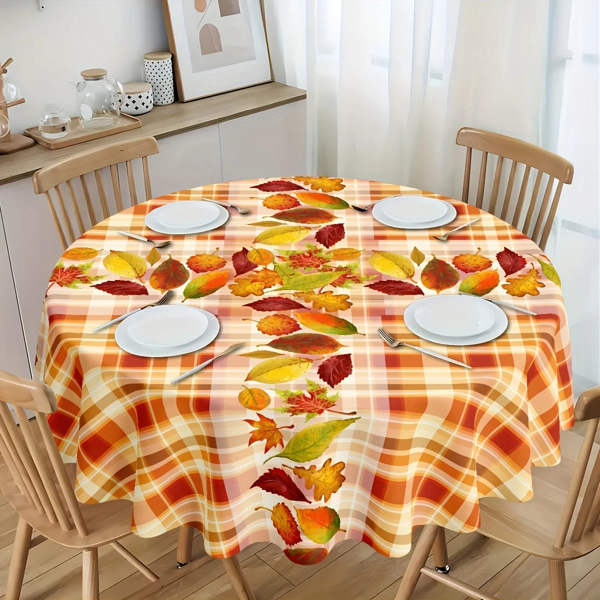 One bright autumn Thanksgiving tablecloth, a country farmhouse patterned maple leaf tablecloth,zyc