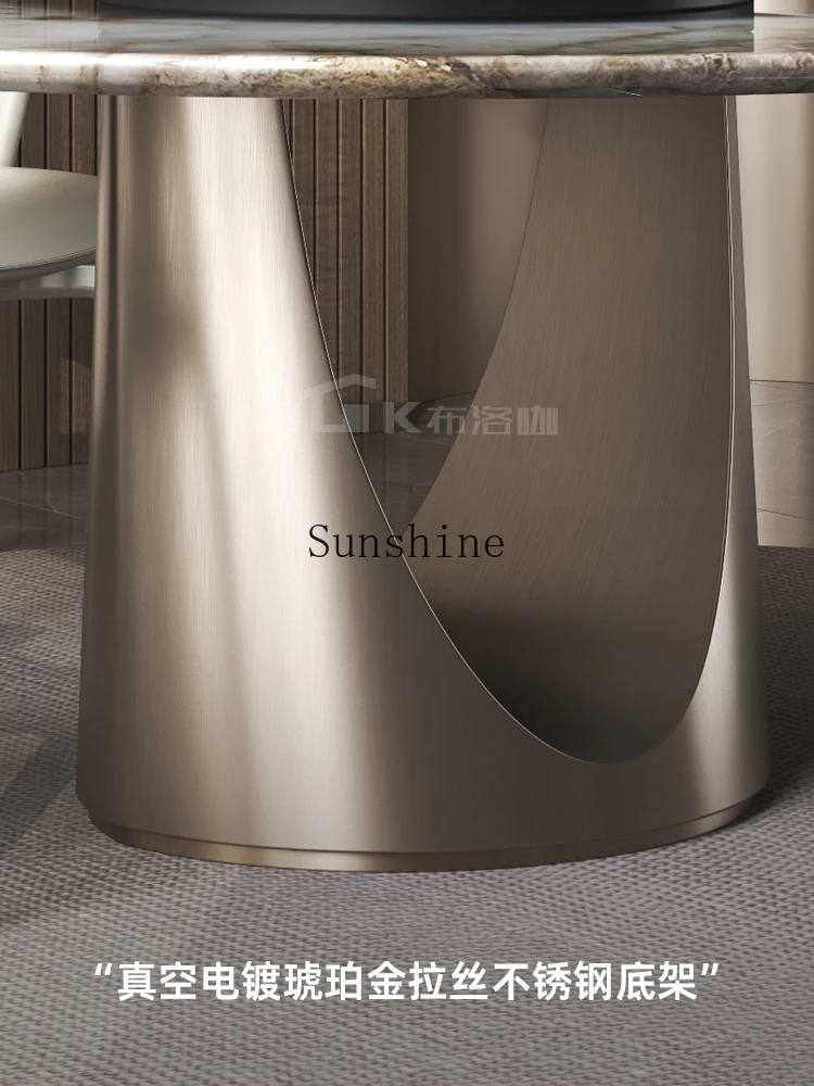 Italian simple luxury natural dining table modern dining table household high-end round dining table and chair combination