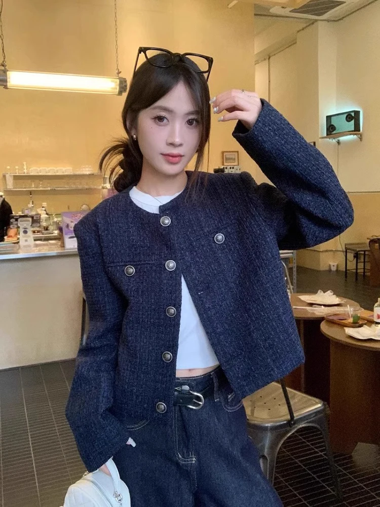 

High Street French Vintage Small Fragrance Tweed Jacket Women's Autumn Winter Sweet Coats Casual Fried Street Short Outerwears