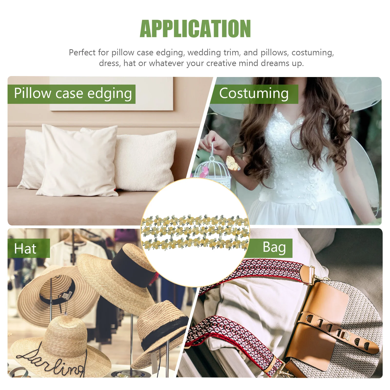 

4.5m Fabric Ribbon with Embroidered Design for DIY Crafts Jewelry Collages Holiday Decorations and More Embroidered Ribbon