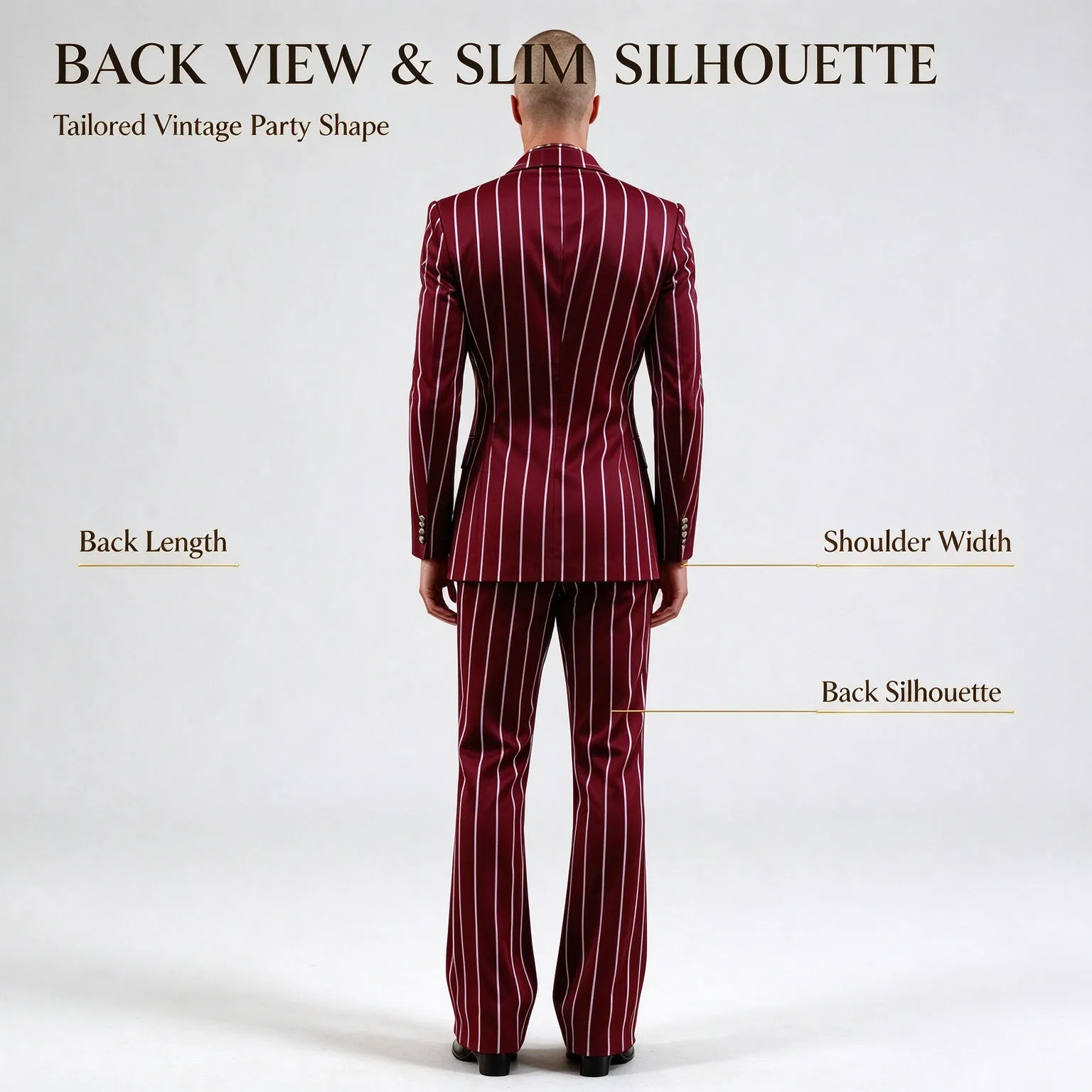 Vintage Men's Striped Suit 2 Pieces Slim Fit Notch Lapel Blazer & Flared Pants Fashion Pinstripe Blazer Trousers Formal Business image 2