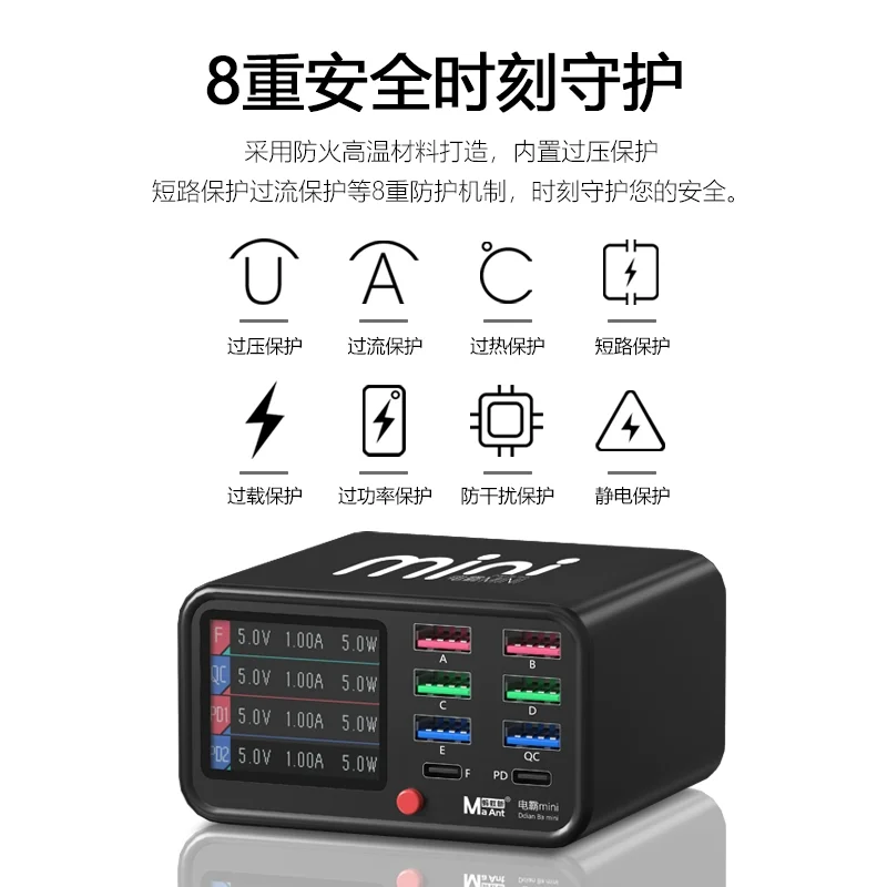 MAANT Dian Ba Mini Multi port charger 75W Digital display Support 18W PD QC 3 0 for mobile phone tablet Fast charging