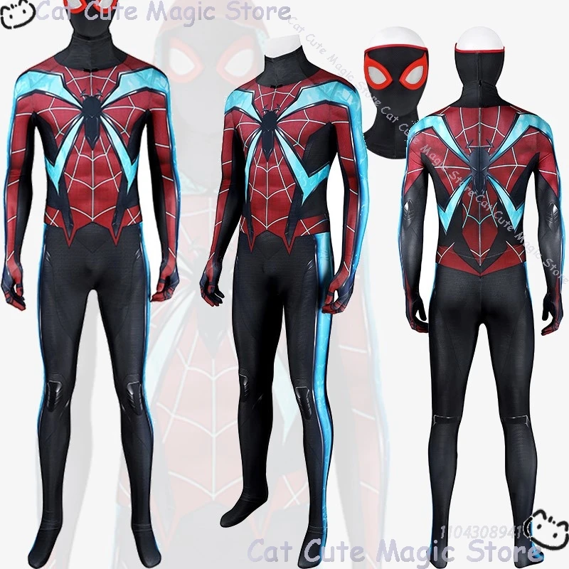 

Bug Hero Miles Red Black Jumpsuit Movie Anime Cosplay Coatume Prop Mask Bodysuit Full Set Clothes Man Outfit Halloween Carnival