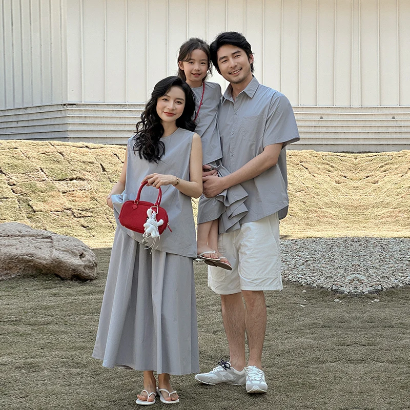 Brief Style Family Matching Outfits Summer Fashion Shirt Shorts Clothing Set Outfits Couple And Children Match Look Clothes Suit