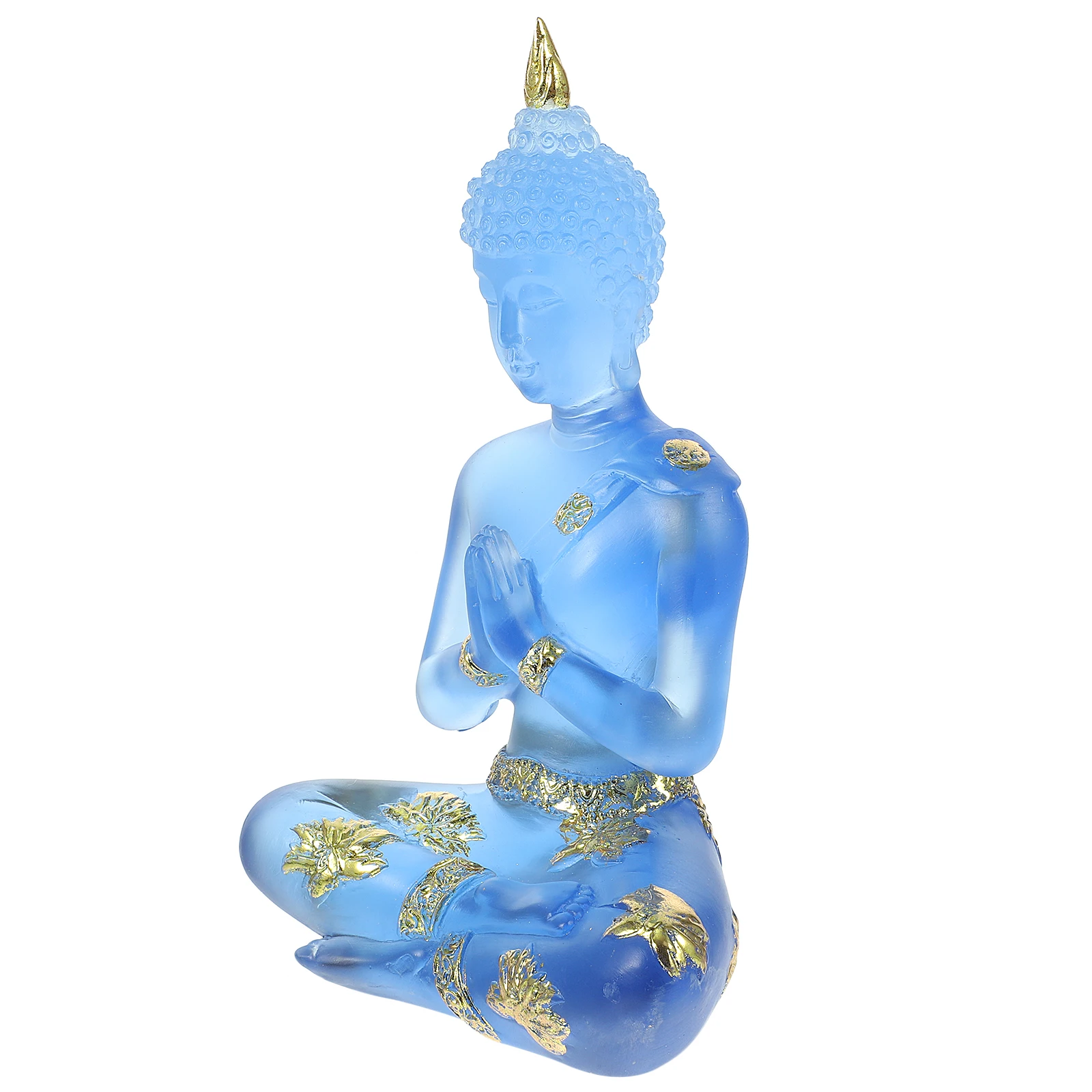 

Exquisite Blue Resin Buddha Statue Paste naments Seated Figurine Desktop Decor Compact Size Smooth Surface Retro