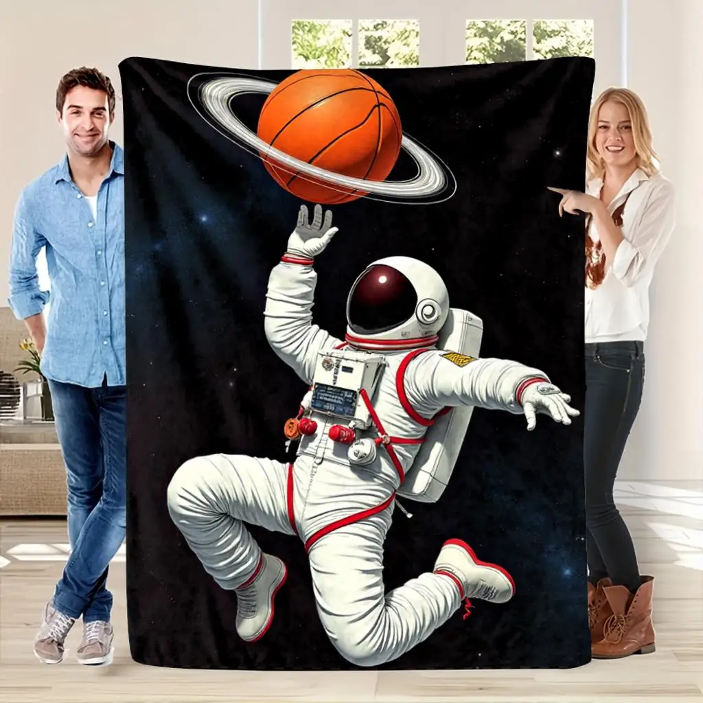 Giant Space Astronaut Basketball Blanket Throw 150x200cm Galaxy Science Fiction Cartoon Decor Cozy Gift for Sofa Home