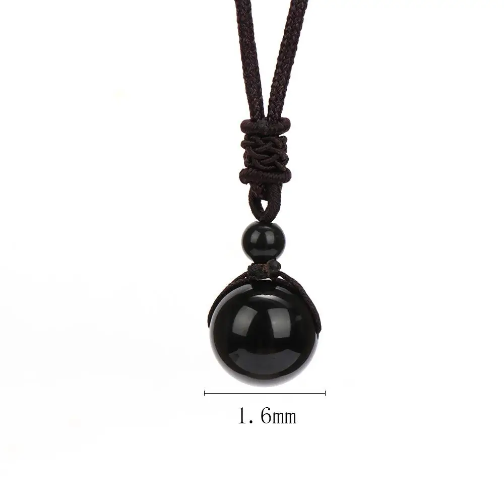 Chic A+++ Stone Rope Crystal Lucky Top Natural for Lovers Beads Rainbow Ball Obsidian Pendant Eye