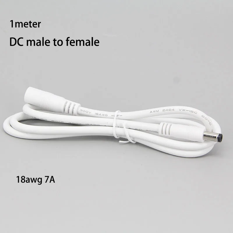 1 meter DC Male to Female plug 5.5x2.5mm Power Supply extension Cable 18awg 7A connector Wire For LED Strip light CCTV camera p1