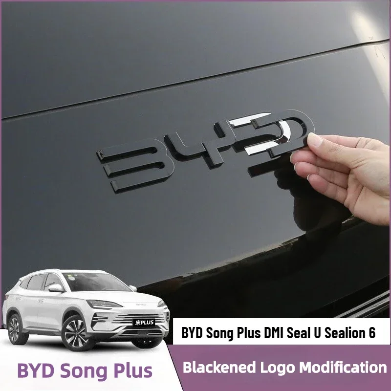 

For BYD SONG DMI PLUS EV 2025 Black Front Emblem Modification Black Warrior Car Badge Covering Styles For BYD Song Plus 2025