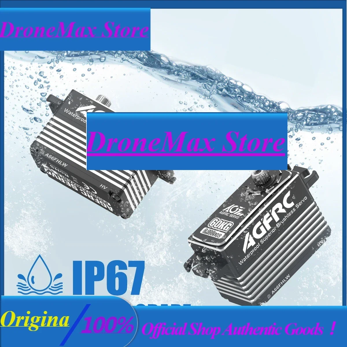 DroMaAGFRC A66FHLW 60KG Super Torque 0.100Sec 4-Pole Steel Gears Brushless Waterproof Servo For Most RC Cars Boats Aircraft Robo