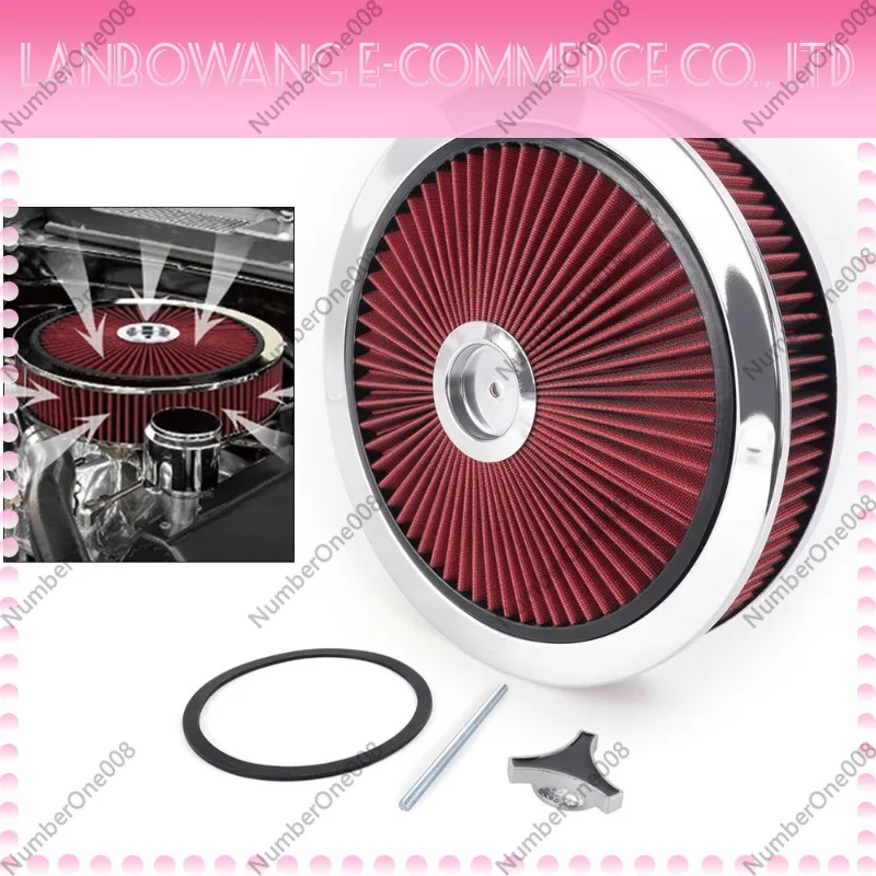 14 x 3 Inch Round Reusable High Flow Air Filter Washable Replacement Car Air Cleaner