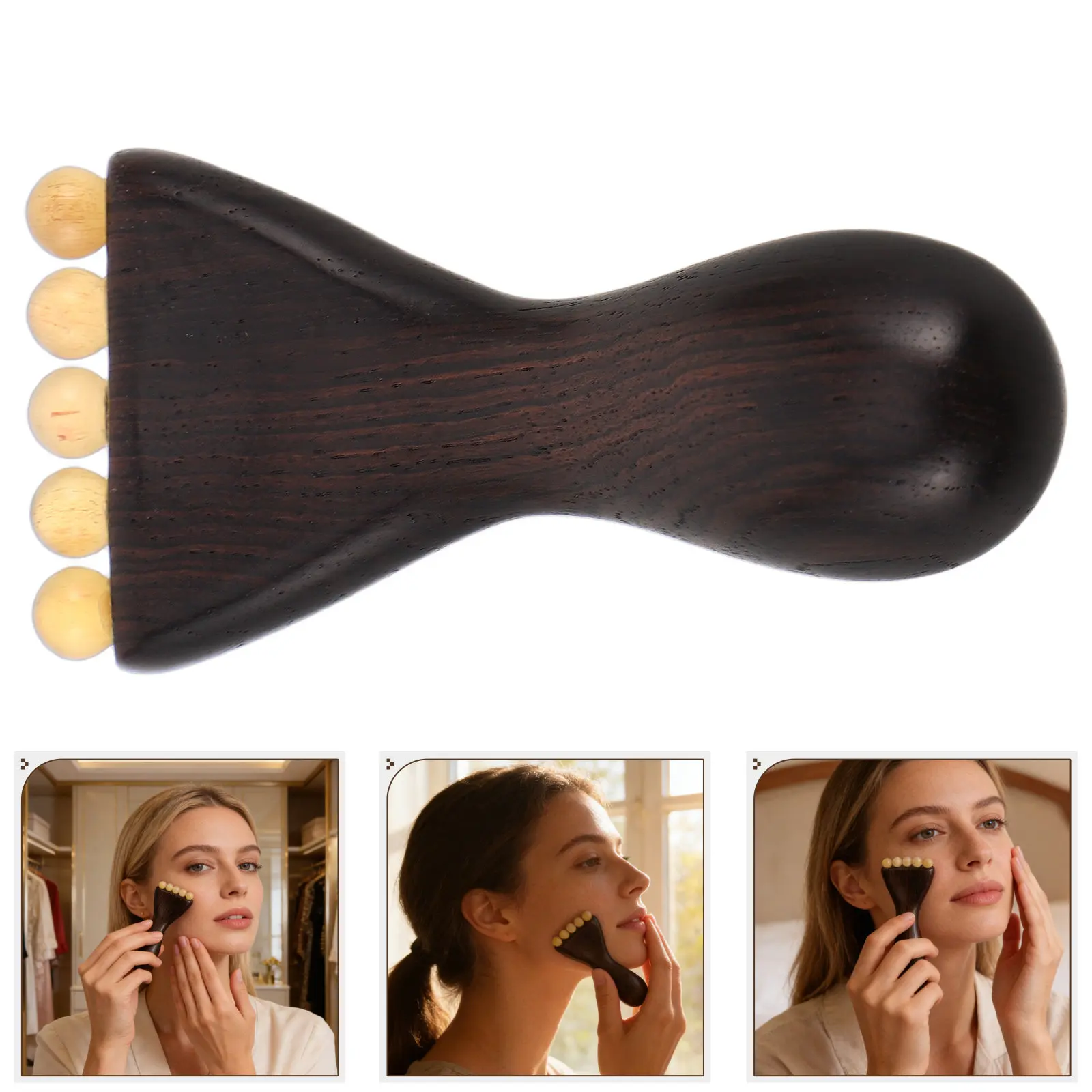 Wooden Sandalwood Face Massager Tool Acupressure Eye Roller Stick Facial Skin Care Beauty Face Massage Tool Wooden